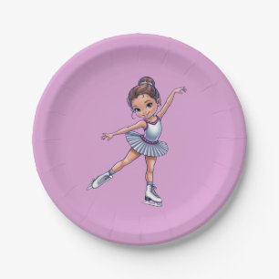 Girl Ice Skating Birthday Party Plate