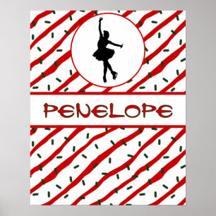 Girl Ice Skating Christmas Sprinkle Personalized Poster