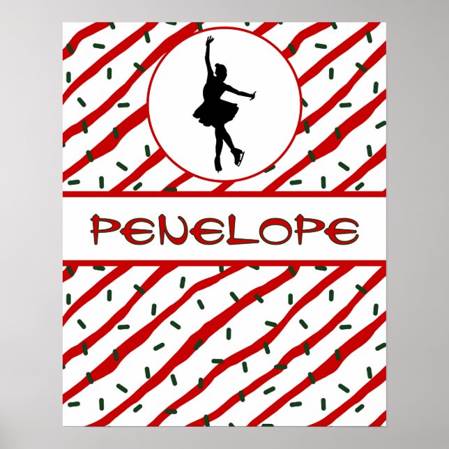 Girl Ice Skating Christmas Sprinkle Personalized Poster (Front)