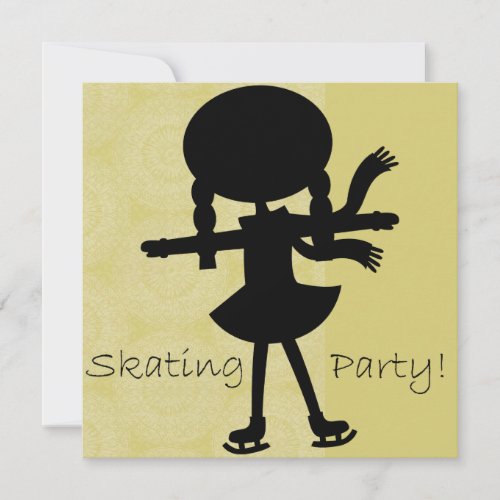 Girl Ice Skating Party Birthday Invitation