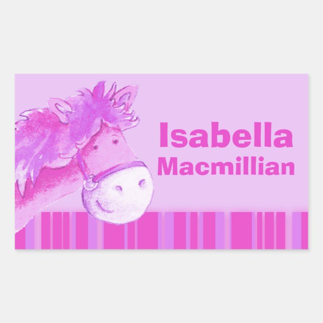 Girl id full name pink pony horse sticker (Front)
