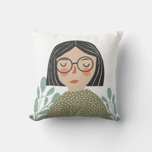 Girl illustration throw pillow