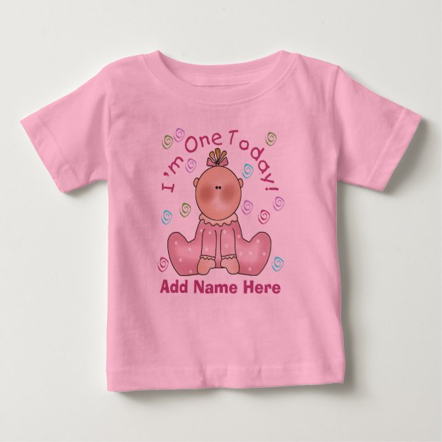 GIrl I'm One Today Personalized Birthday Tshirt (Front)