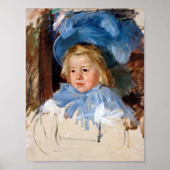 Girl in a Blue Bonnet, Mary Cassatt Poster (Front)