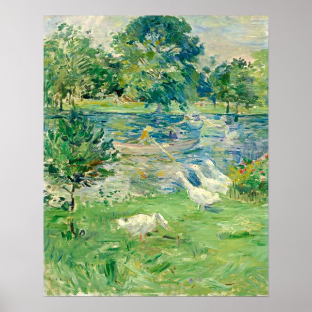 Girl in a Boat with Geese by Berthe Morisot Poster (Front)