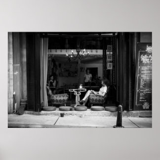 Girl in a Cafe and Coffee TIme - Street Photo Poster