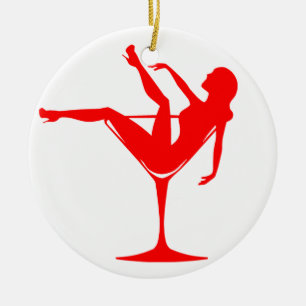 Girl in a Cocktail Glass Ceramic Ornament