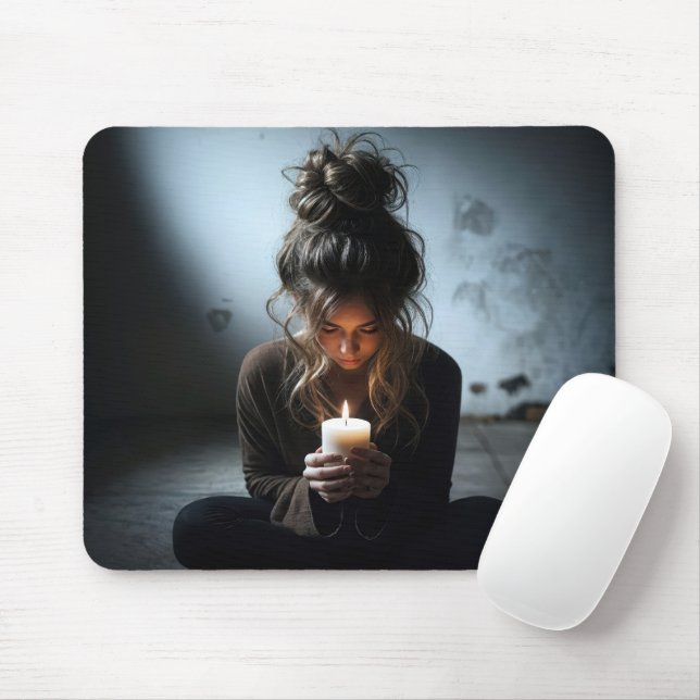 Girl in a Dark Room Mouse Pad (With Mouse)