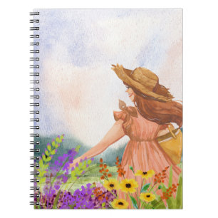 Girl in a flower camp notebook