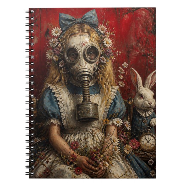 Girl in a Gas Mask With White Rabbit Notebook (Front)