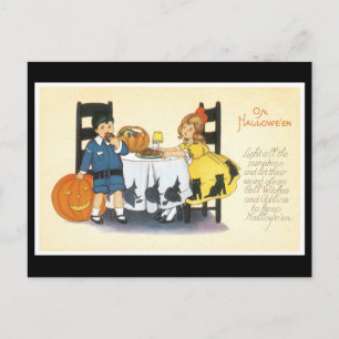 Girl in a Halloween Black Cat Dress Postcard