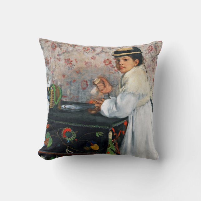 Girl in a Hat, Edgar Degas Throw Pillow (Front)