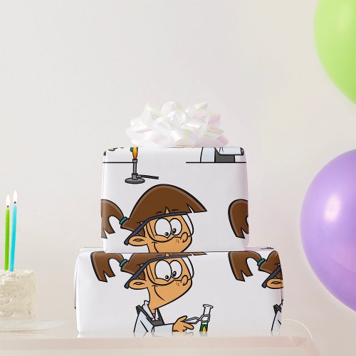 Girl In A Laboratory Wrapping Paper
