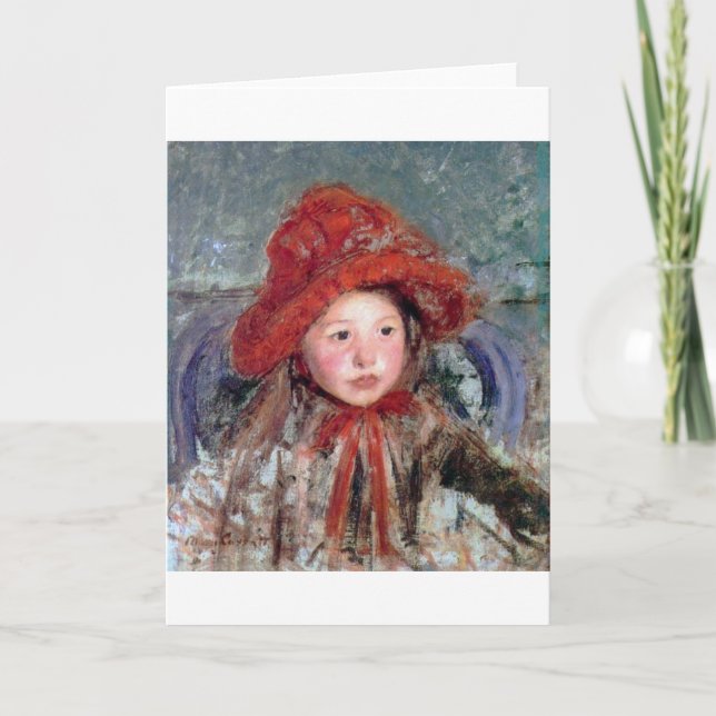 Girl in a Large Red Hat, Mary Cassatt Card (Front)