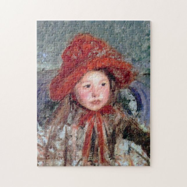 Girl in a Large Red Hat, Mary Cassatt Jigsaw Puzzle (Vertical)
