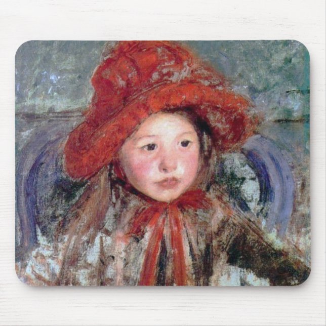 Girl in a Large Red Hat, Mary Cassatt Mouse Pad (Front)