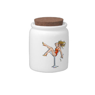 GIRL IN A MARTINI GLASS (2) COCKTAIL SNACK JAR