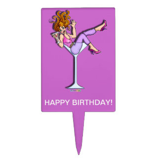 GIRL IN A MARTINI GLASS CAKE TOPPER PICK
