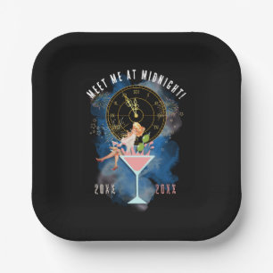 Girl in a Martini Glass New Year's Eve Paper Plate