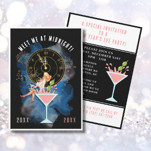 Girl in a Martini Glass New Year's Eve Party Invitation