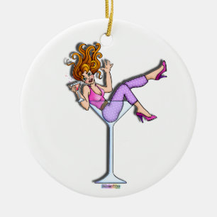 Girl in a Martini Glass Ornament - Lil Red