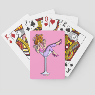 GIRL IN A MARTINI GLASS (pink) PLAYING CARDS
