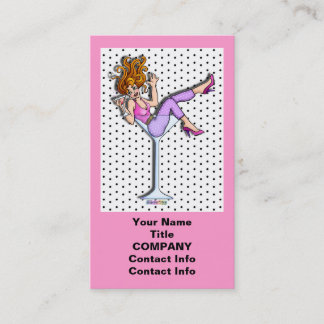 GIRL IN A MARTINI GLASS (Red) BUSINESS CARD