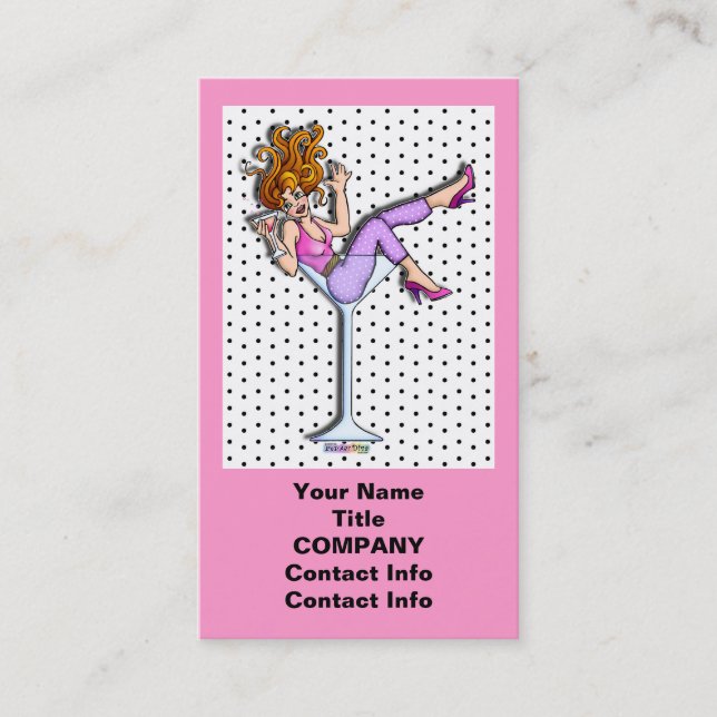 GIRL IN A MARTINI GLASS (Red) BUSINESS CARD (Front)