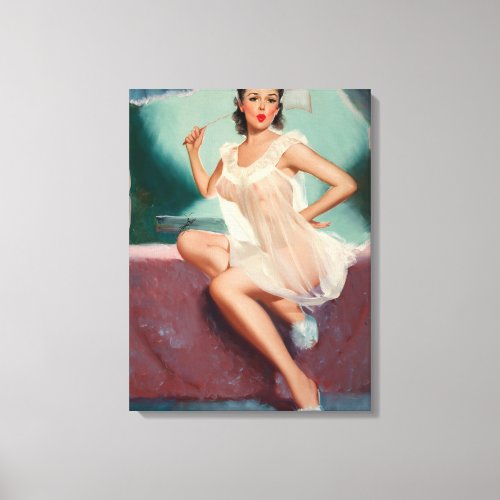 Girl in a Negligee Pin Up Art Canvas Print