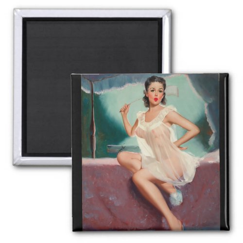 Girl in a Negligee Pin Up Art Magnet