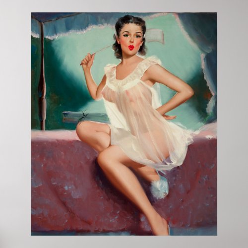 Girl in a Negligee Pin Up Art Poster