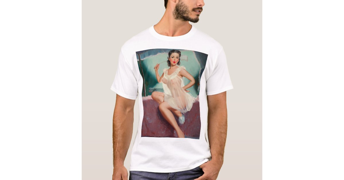Girl In A Negligee Pin Up Art T Shirt 2543