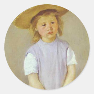 Girl in A Straw Hat, Mary Cassatt Classic Round Sticker