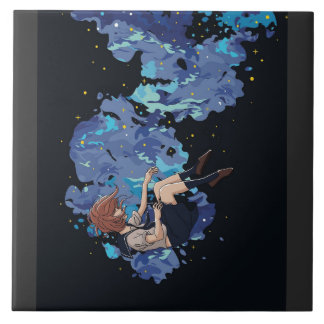 Girl in a Vacuum Ceramic Tile