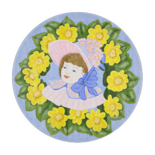 Girl in a Victorian Easter Bonnet Cutting Board