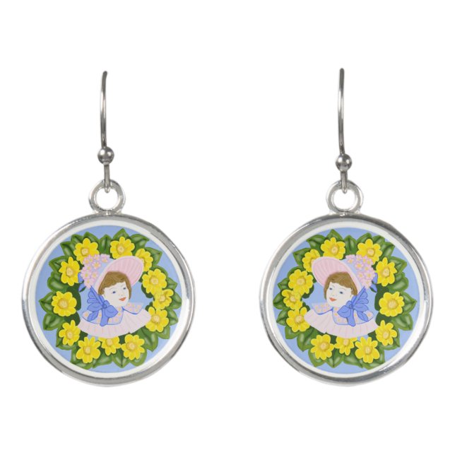Girl in a Victorian Easter Bonnet  Earrings (Front)