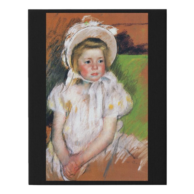 Girl in a White Bonnet, Mary Cassatt Faux Canvas Print (Front)