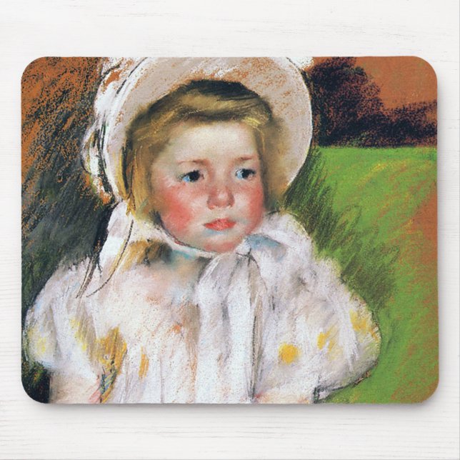 Girl in a White Bonnet, Mary Cassatt Mouse Pad (Front)