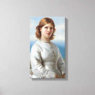 Girl in a White Silk Dress for Holy Communion Canvas Print