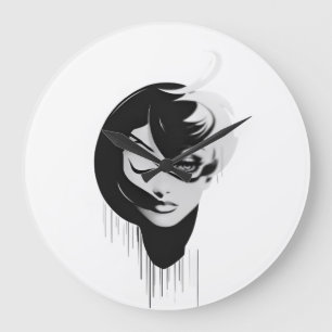 Girl in black and white - Wall Clock 2023