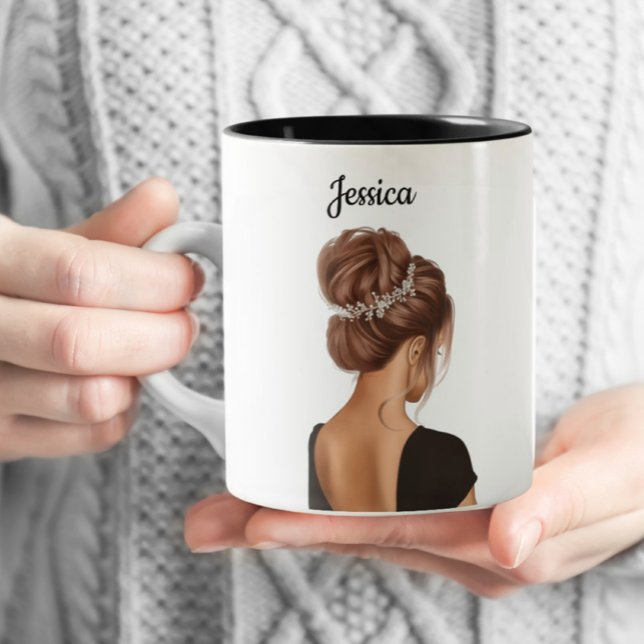 Girl in Black Personalized Custom Coffee  Two-Tone Coffee Mug (Creator Uploaded)