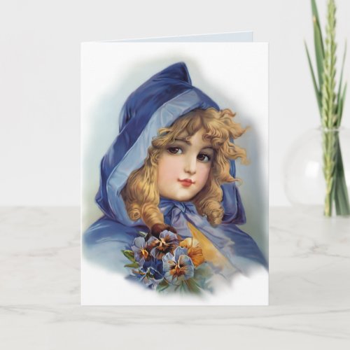 Girl in Blue Hood Card