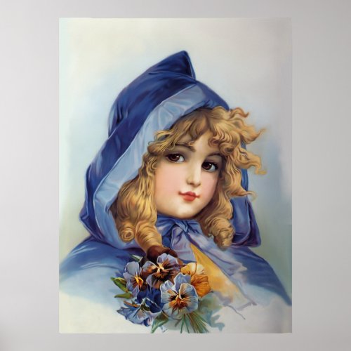 Girl in Blue Hood Poster