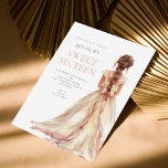 Girl in Blush Pink Gown Sweet 16 Birthday Party  Invitation<br><div class="desc">Girl in Blush Pink Gown Sweet 16 Birthday Party.  Available digitally and printed. Modern elegance to celebrate your sixteenth. Easily personalise the text to your own details. You can also change the text and background colors via the customise further option if you wish.</div>