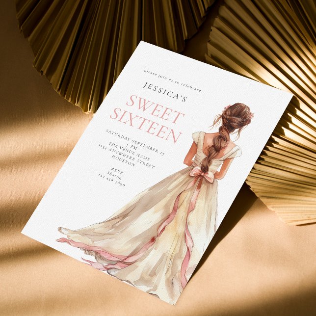Girl in Blush Pink Gown Sweet 16 Birthday Party  Invitation (Creator Uploaded)