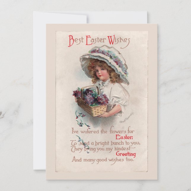 Girl in Bonnet  Easter Invitation (Front)
