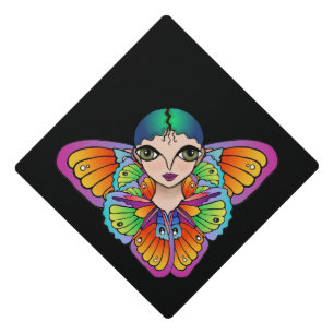 Girl in Butterfly Wings Graduation Cap Topper