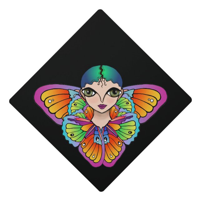 Girl in Butterfly Wings Graduation Cap Topper (Front)