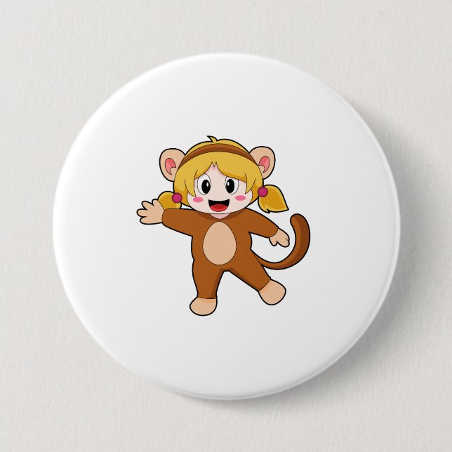 Girl in Costume as Monkey Button (Front)