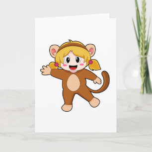Girl in Costume as Monkey Card